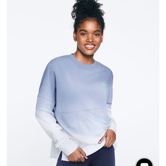 🔥 VS Pink dip dye varsity crew sz L NWT - Picture 2 of 6